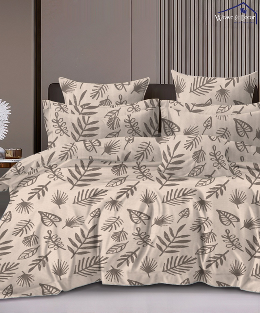 Earthy LeafFlat Double Bedsheet With 2 Pillow Covers