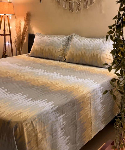 Golden Horizon Flat Bedsheet With Pillow Covers