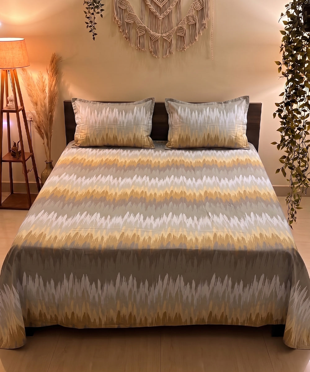 Golden Horizon Flat Bedsheet With Pillow Covers