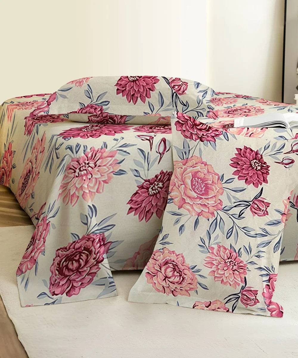 Floral CharmKing Size Bedsheet With 2 Pillow Cover