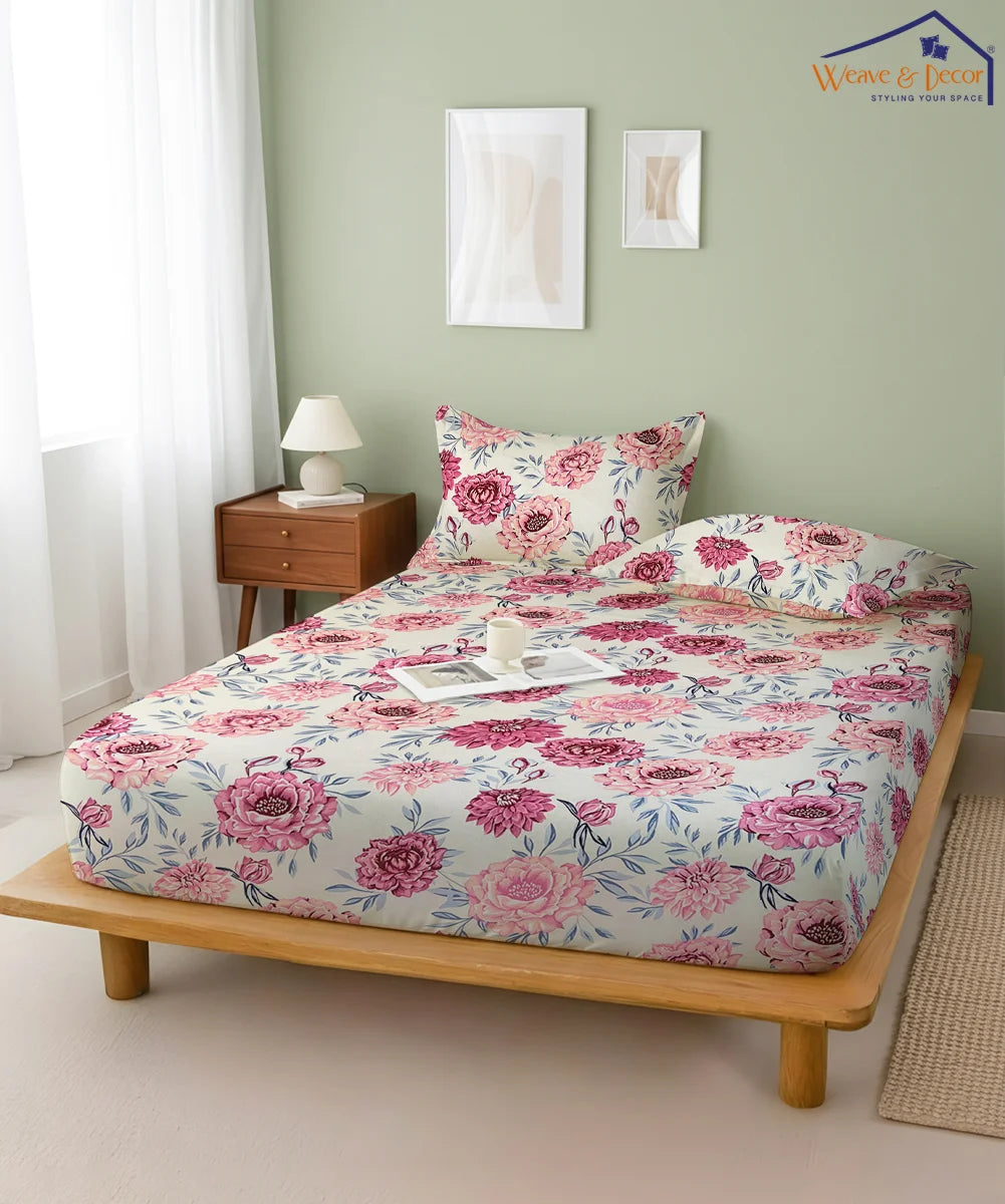 Floral CharmKing Size Bedsheet With 2 Pillow Cover