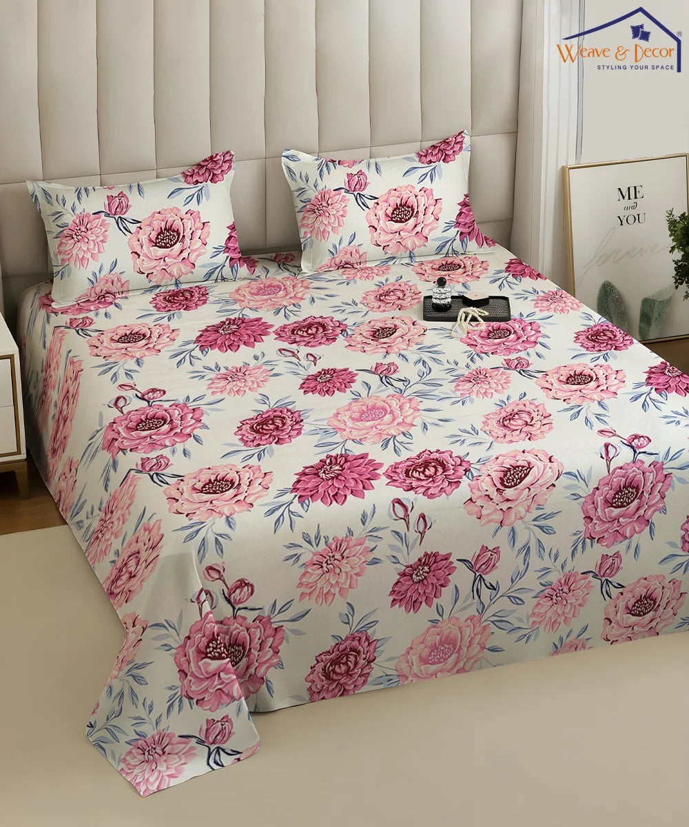 Floral CharmKing Size Bedsheet With 2 Pillow Cover