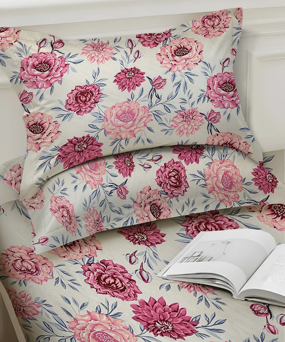 Floral CharmKing Size Bedsheet With 2 Pillow Cover