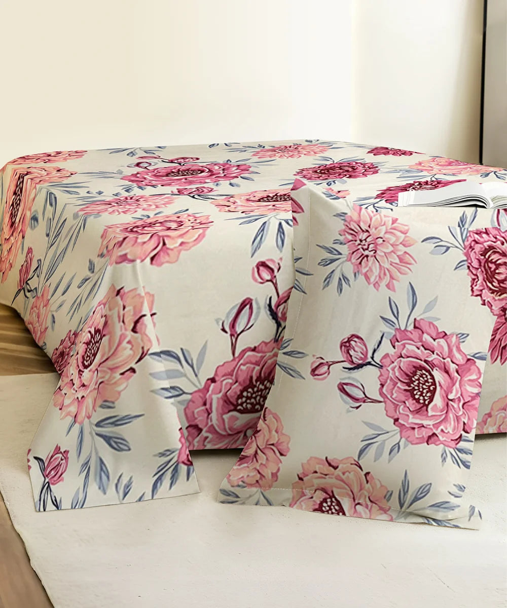 Floral CharmKing Size Bedsheet With 2 Pillow Cover
