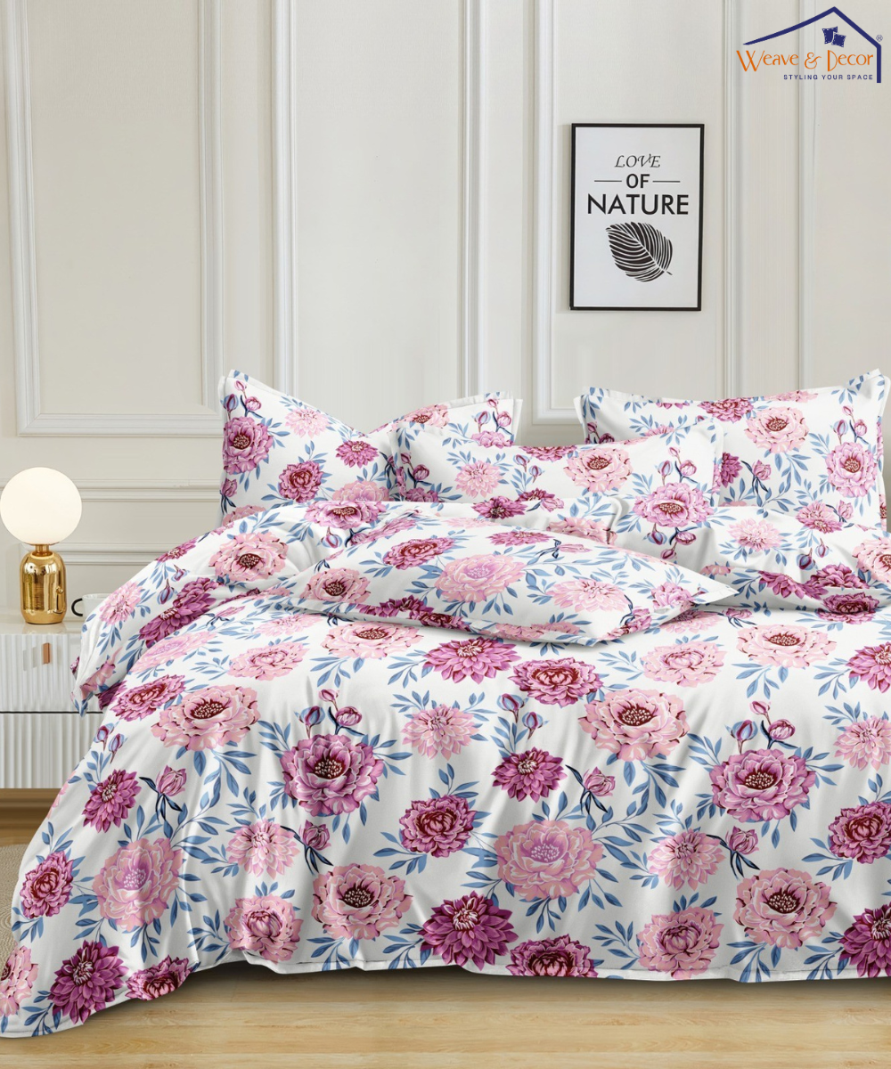 Floral CharmSingle Fitted Bedsheet With 1 Pillow Cover