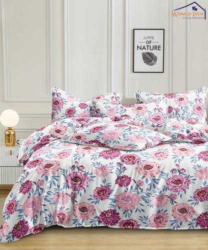 Floral CharmQueen Fitted Bedsheet With 2 Pillow Covers