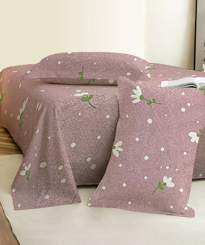 Polka Blossom King Size Bedsheet With 2 Pillow Cover