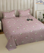 Polka Blossom King Size Bedsheet With 2 Pillow Cover