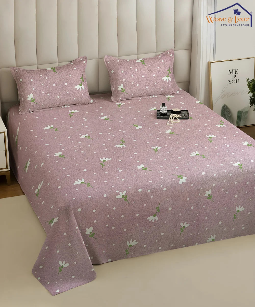 Polka Blossom King Size Bedsheet With 2 Pillow Cover