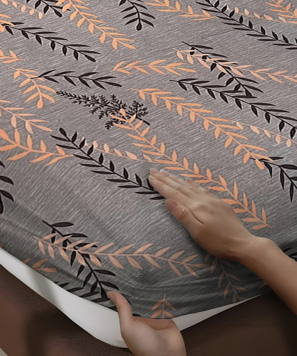 Urban LeafKing Size Bedsheet With 2 Pillow Cover