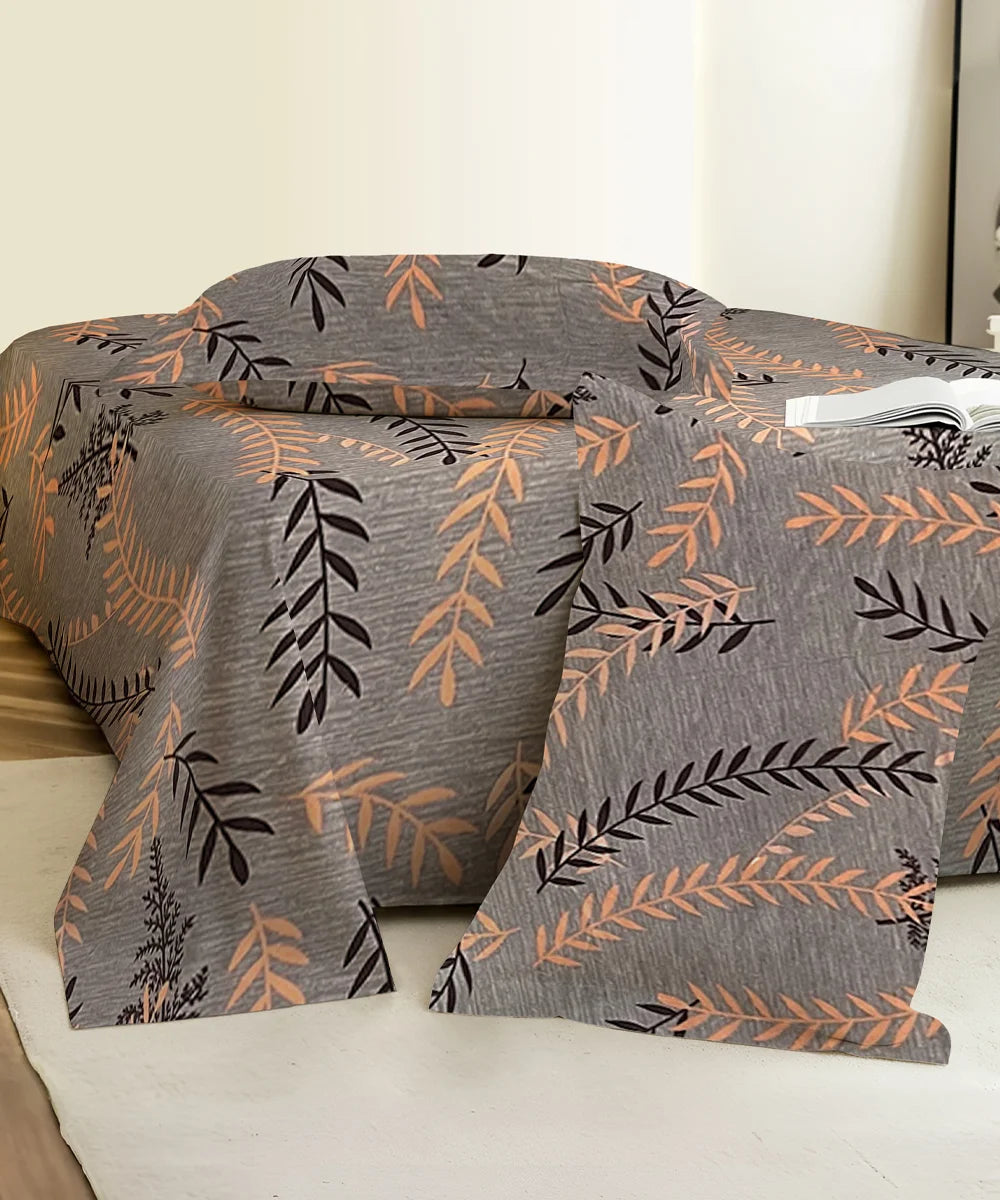 Urban LeafKing Size Bedsheet With 2 Pillow Cover