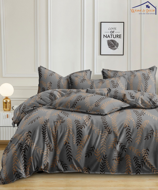 Urban LeafFitted Bedsheet With Pillow Cover