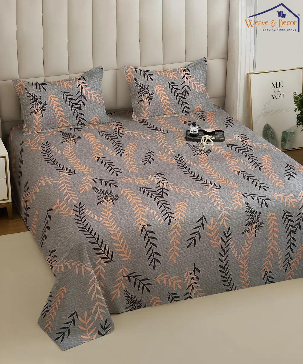 Urban LeafKing Size Bedsheet With 2 Pillow Cover