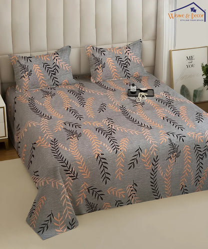 Urban LeafKing Size Bedsheet With 2 Pillow Cover