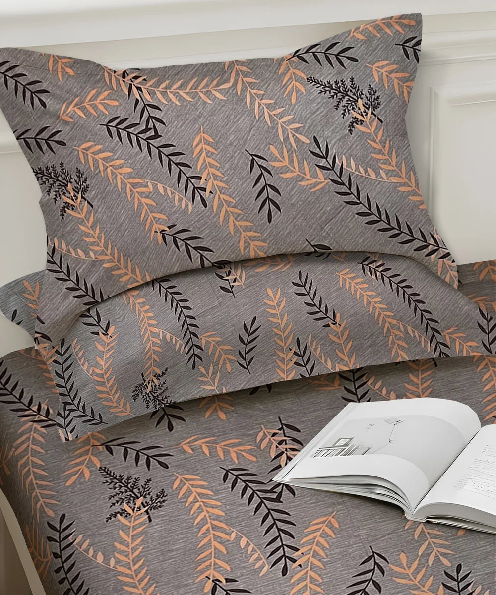 Urban LeafKing Size Bedsheet With 2 Pillow Cover