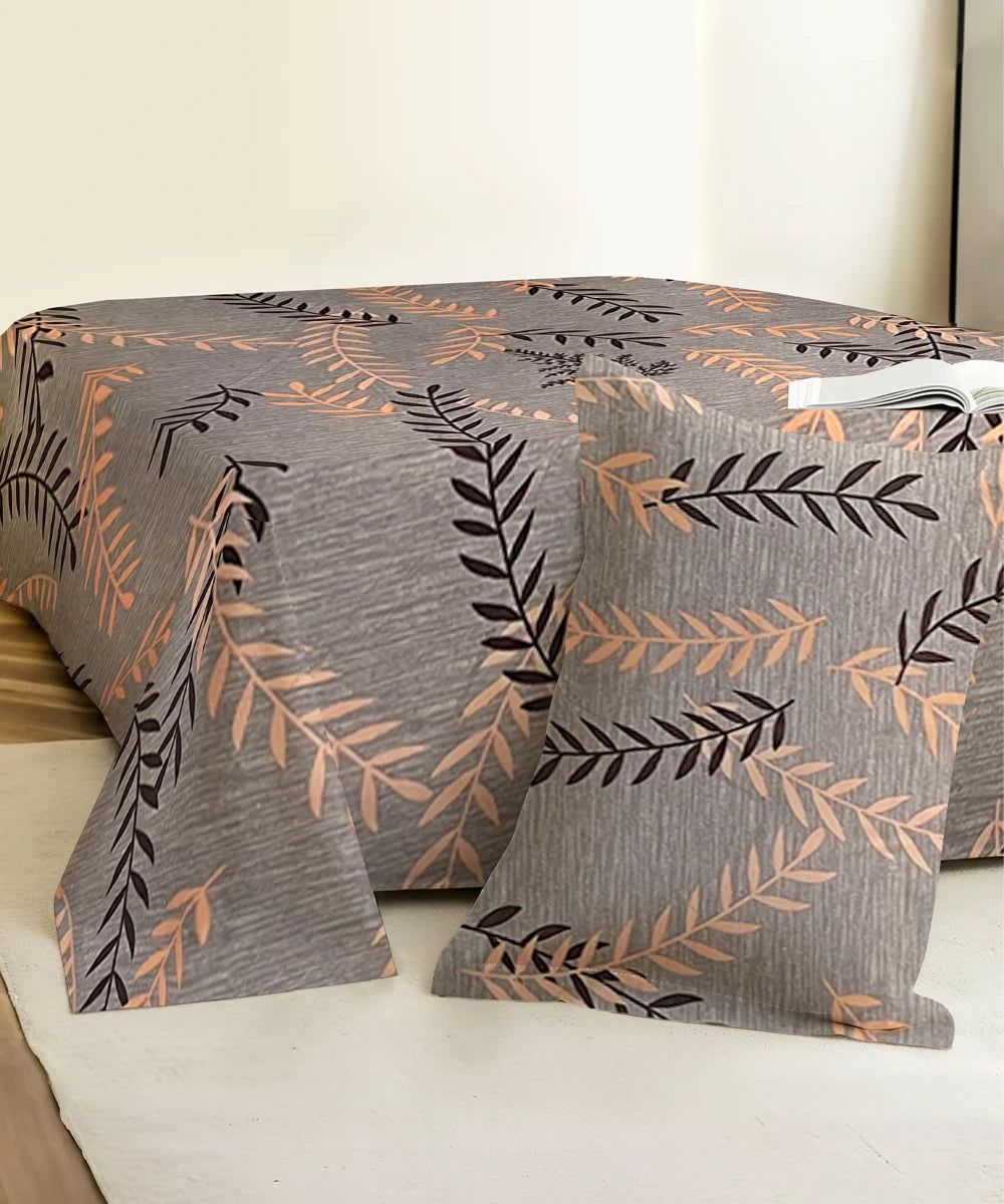 Urban LeafKing Size Bedsheet With 2 Pillow Cover