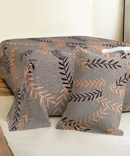Urban LeafKing Size Bedsheet With 2 Pillow Cover