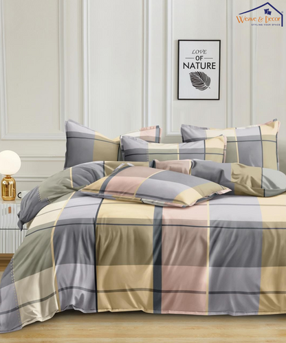 Metro PlaidKing Fitted Bedsheet With 2 Pillow Covers