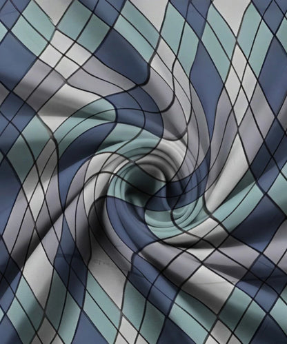 Aqua ChecksKing Size Bedsheet With 2 Pillow Cover