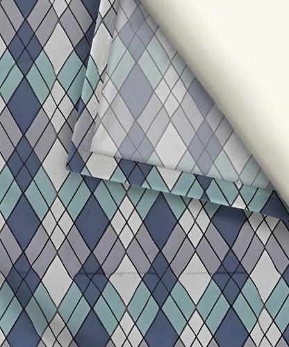 Aqua ChecksKing Size Bedsheet With 2 Pillow Cover