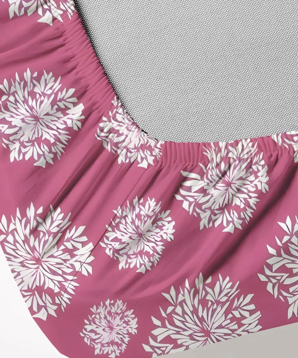 Crimson Dahlia Floral King Size Bedsheet With 2 Pillow Cover