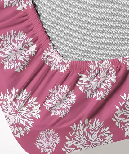 Crimson Dahlia Floral King Size Bedsheet With 2 Pillow Cover