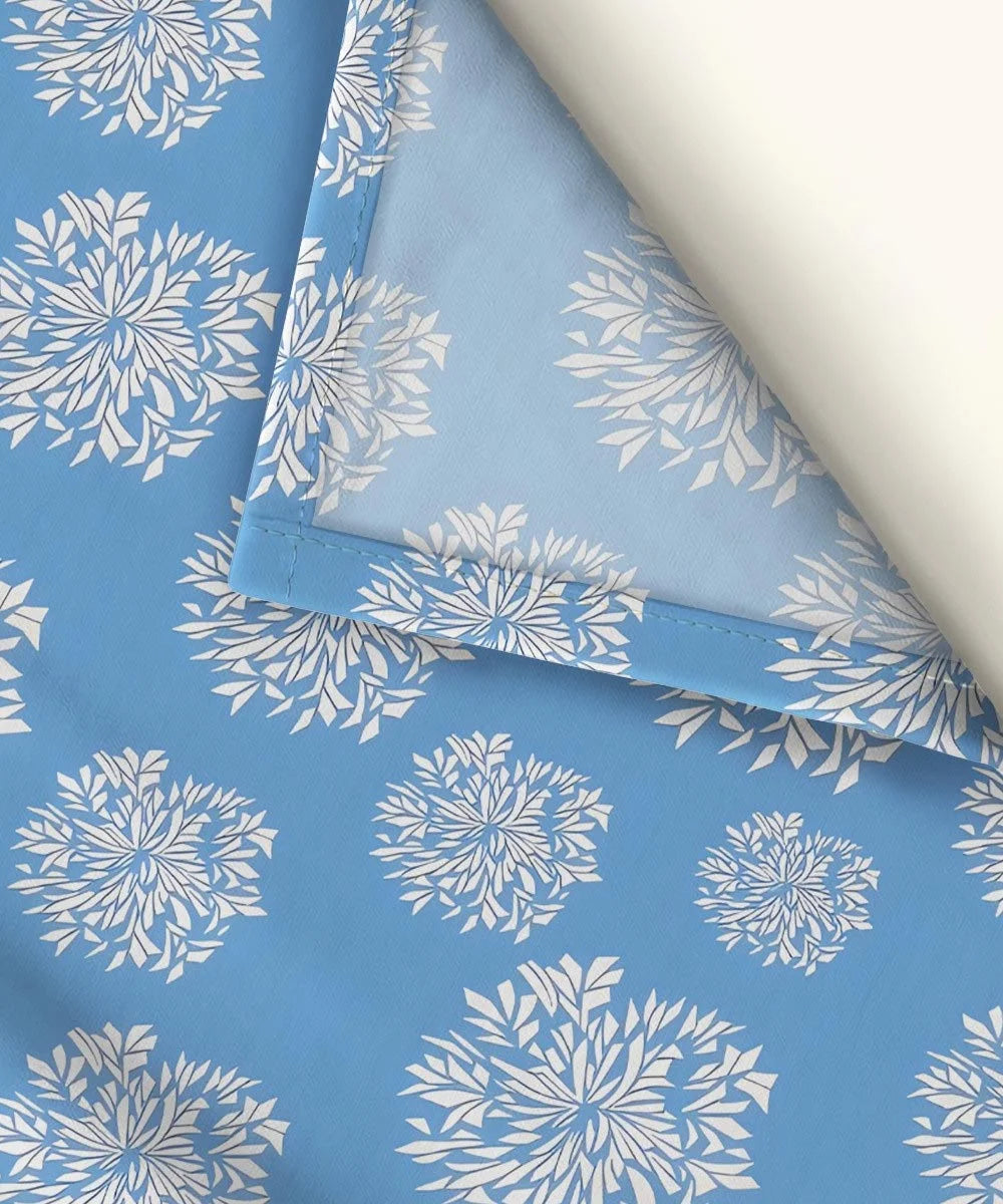Blue Dandelion Floral King Size Bedsheet With 2 Pillow Cover