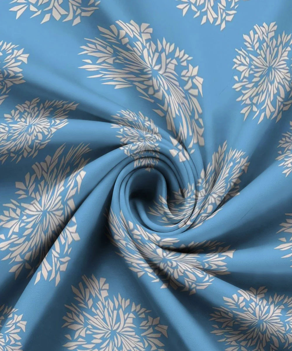 Blue Dandelion Floral King Size Bedsheet With 2 Pillow Cover