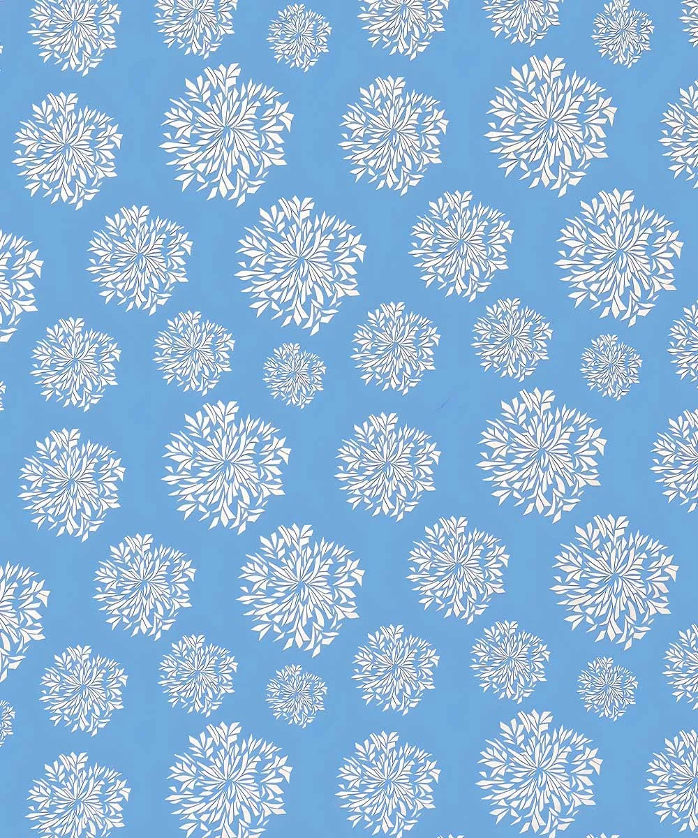 Blue Dandelion Floral King Size Bedsheet With 2 Pillow Cover