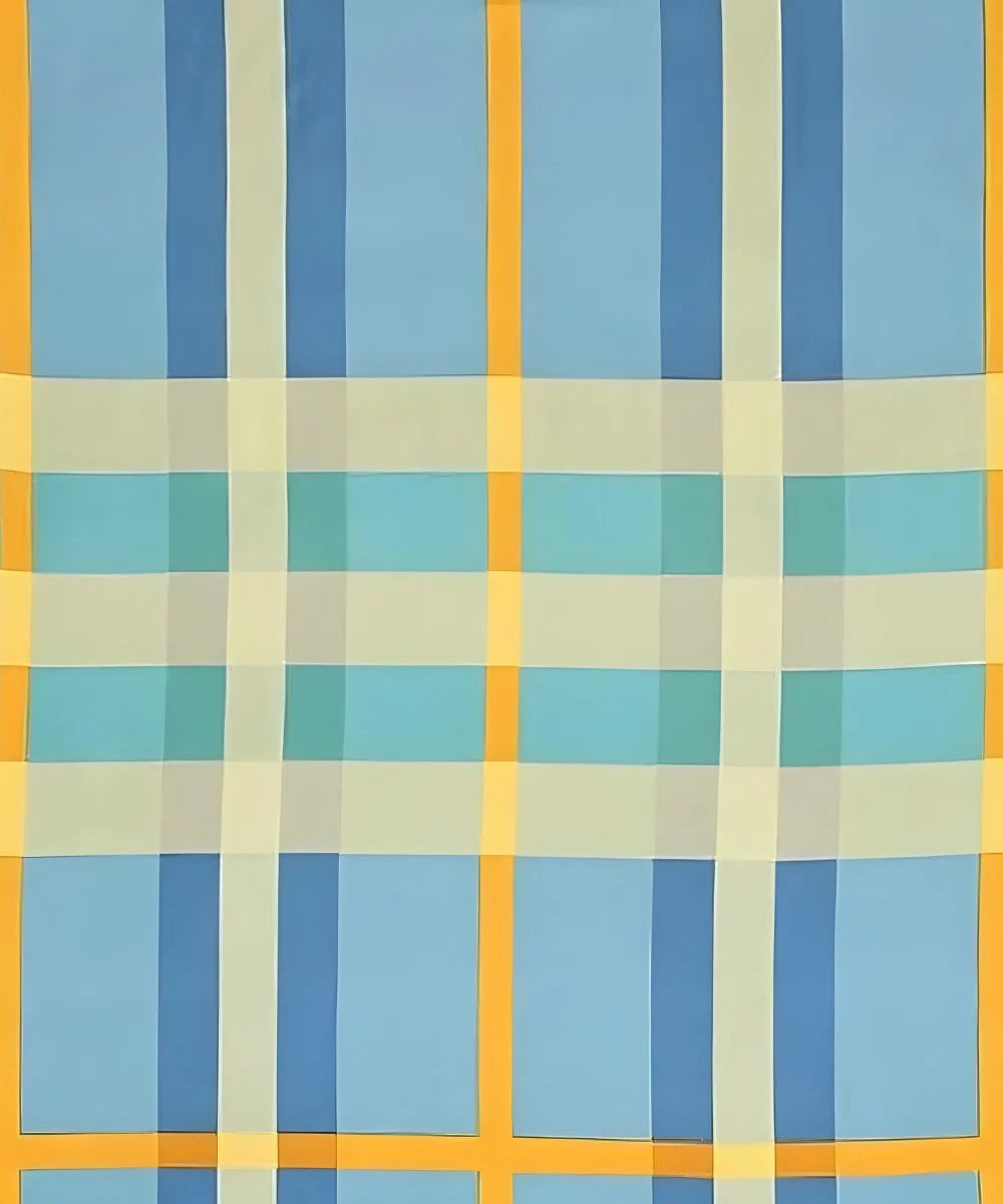 Sky Checkered Bliss Queen Fitted Bedsheet With 2 Pillow Covers