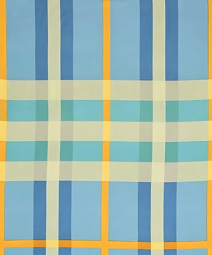 Sky Checkered Bliss Queen Fitted Bedsheet With 2 Pillow Covers