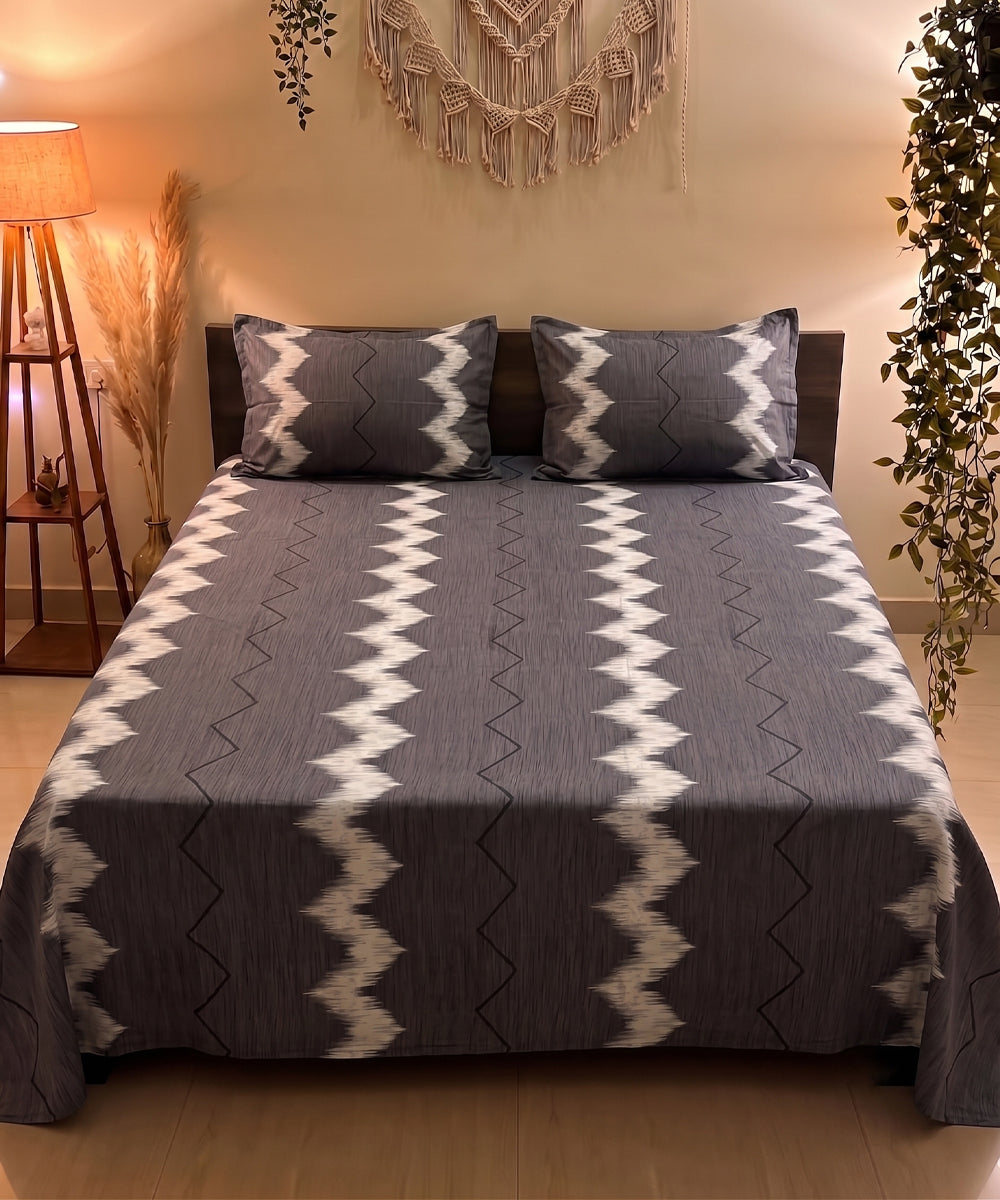 Midnight Wave Flat Bedsheet With Pillow Covers