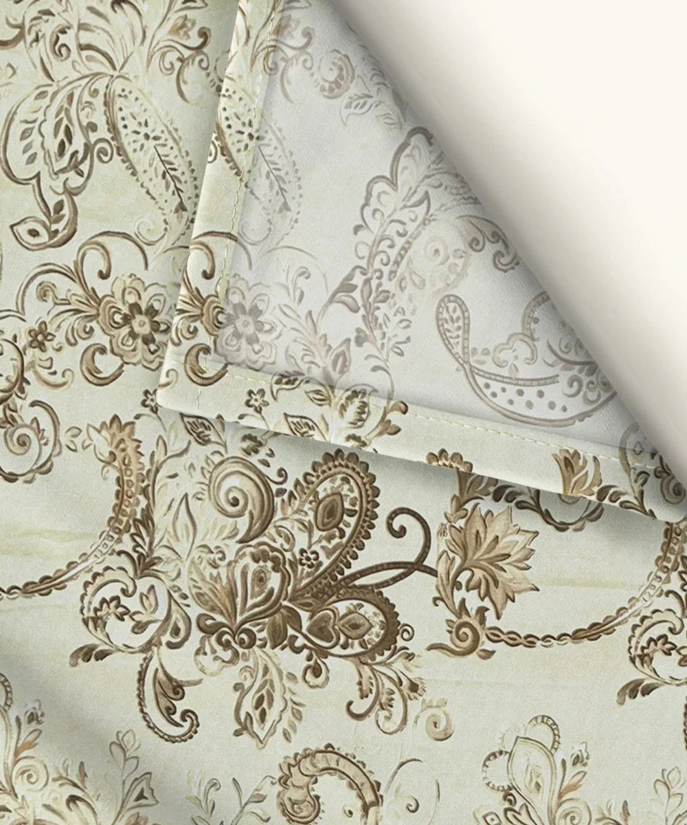 Golden Paisley Flat Bedsheet With Pillow Covers