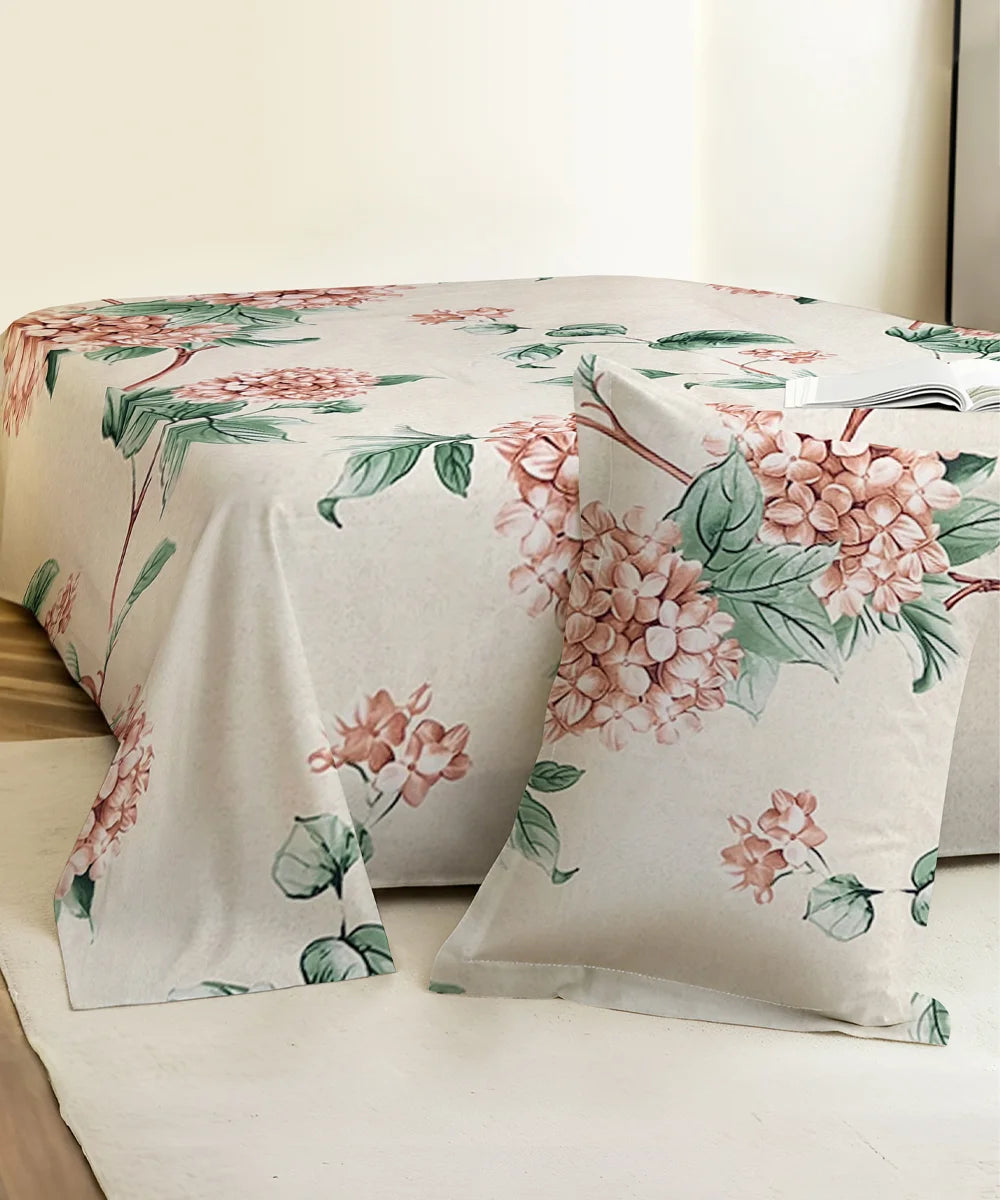 Classic Garden Flat Bedsheet With Pillow Covers