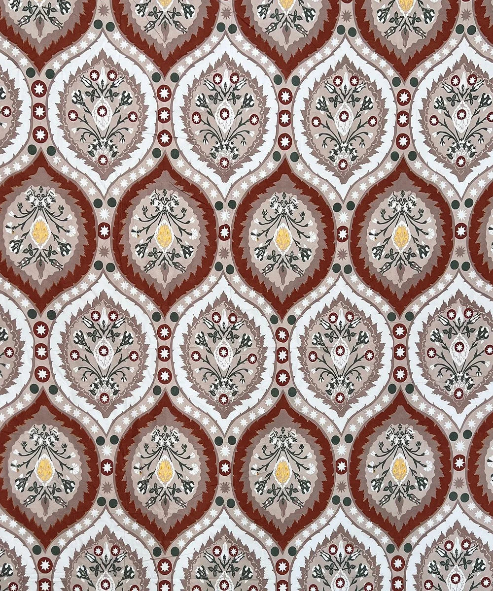 Mughal Motif Flat Bedsheet With Pillow Covers