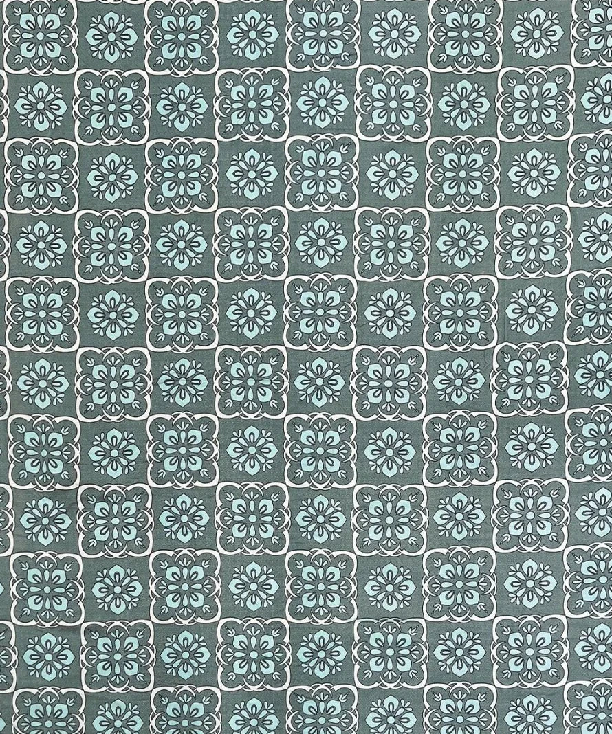 Teal Mosaic  Flat Bedsheet With Pillow Covers