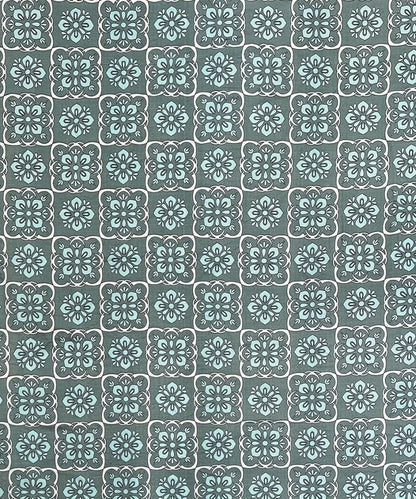 Teal Mosaic  Flat Bedsheet With Pillow Covers