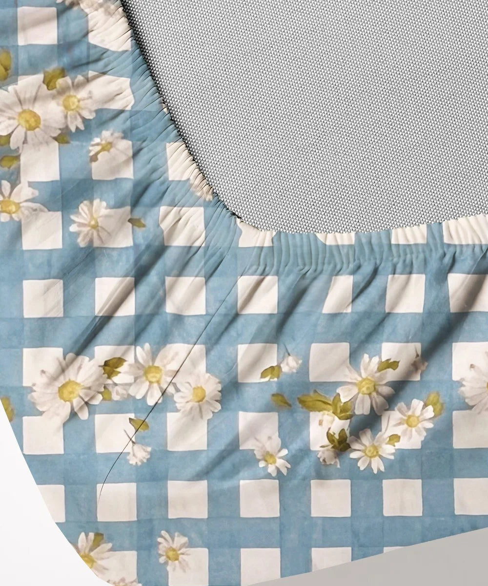 Blue Daisy Flat Bedsheet With Pillow Covers