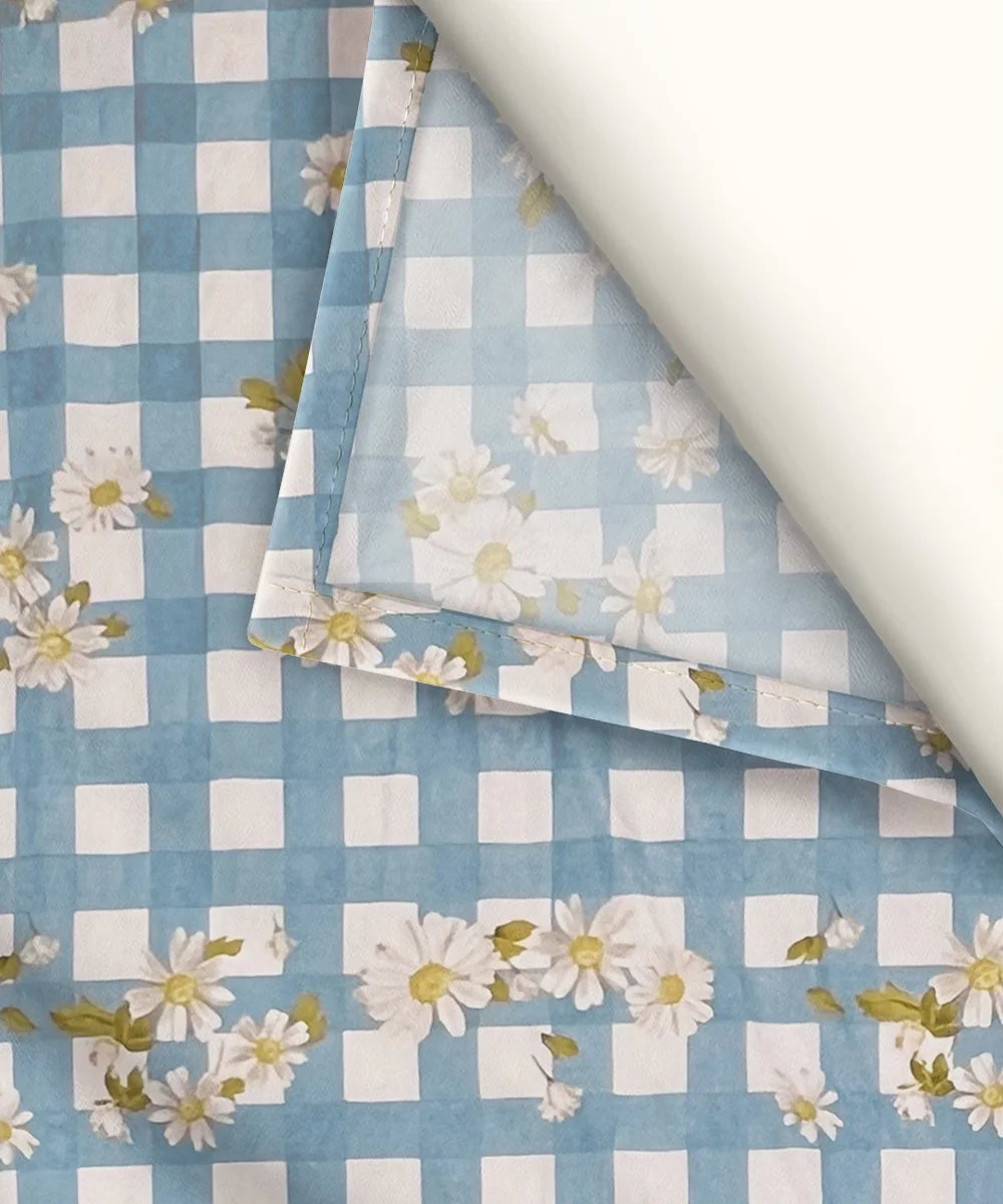 Blue Daisy Flat Bedsheet With Pillow Covers