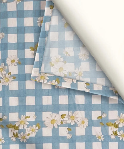 Blue Daisy Flat Bedsheet With Pillow Covers