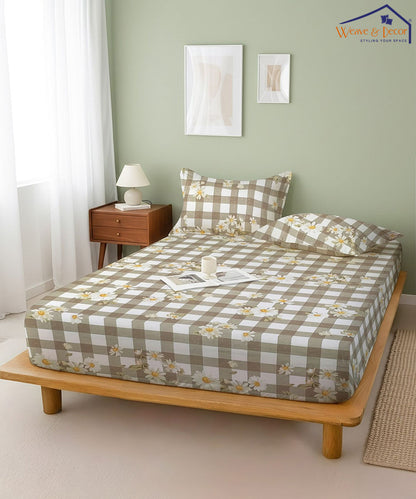 Grey Daisy Flat Bedsheet With Pillow Covers