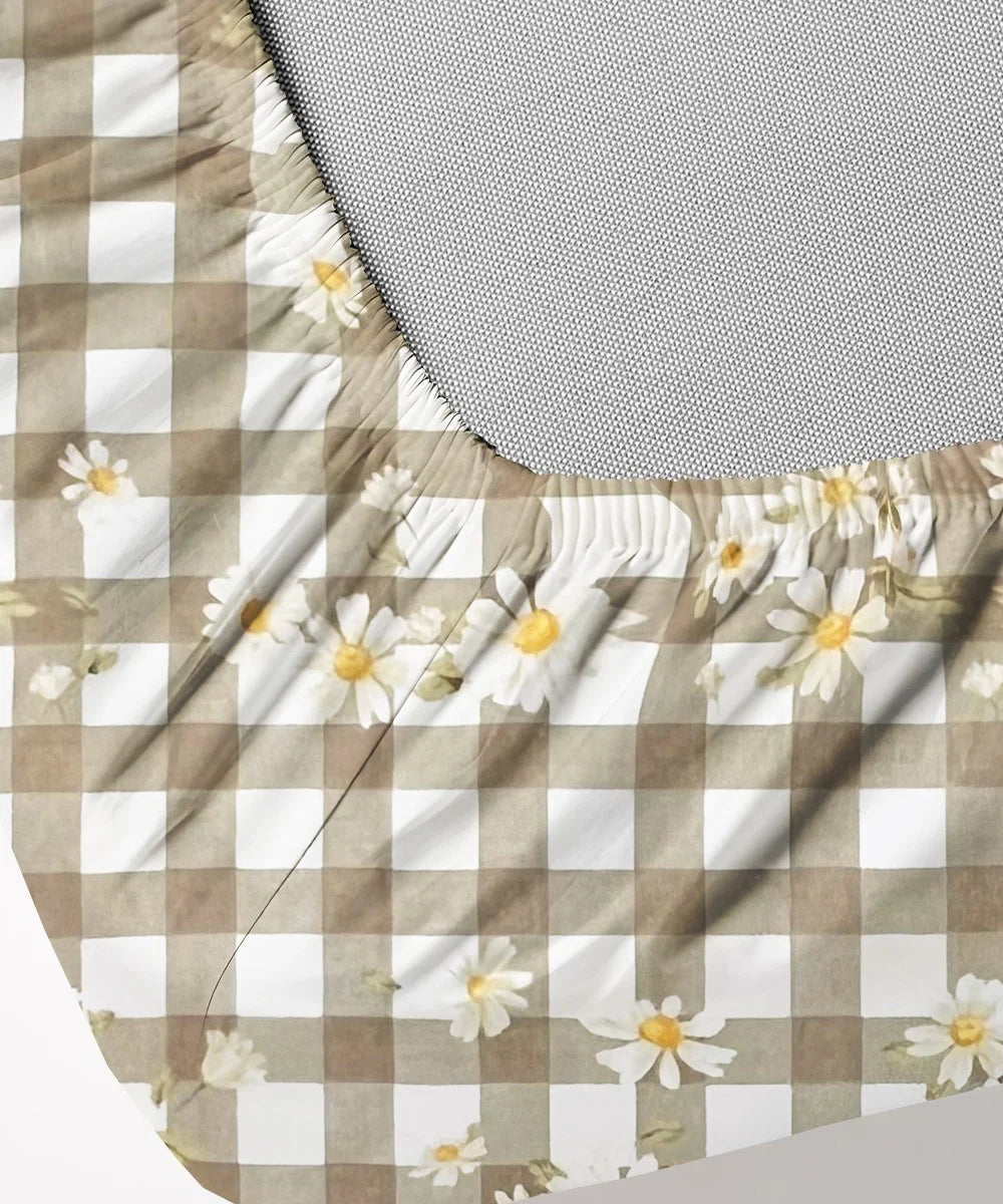 Grey Daisy Flat Bedsheet With Pillow Covers