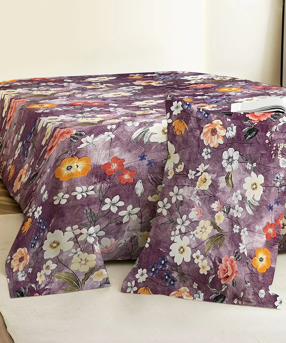 Lavender BloomFlat Bedsheet With Pillow Covers