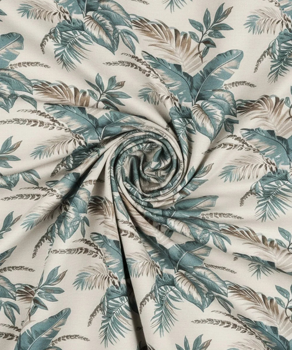 Coastal Leaf StripeFlat Bedsheet With Pillow Covers