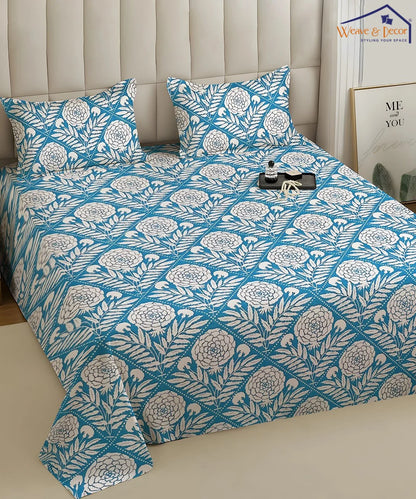 Royal Bloom StripeFlat Bedsheet With Pillow Covers