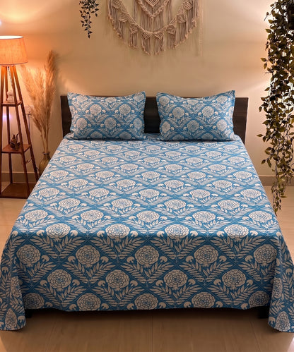 Royal Bloom Stripe Flat Double Bedsheet With 2 Pillow Covers