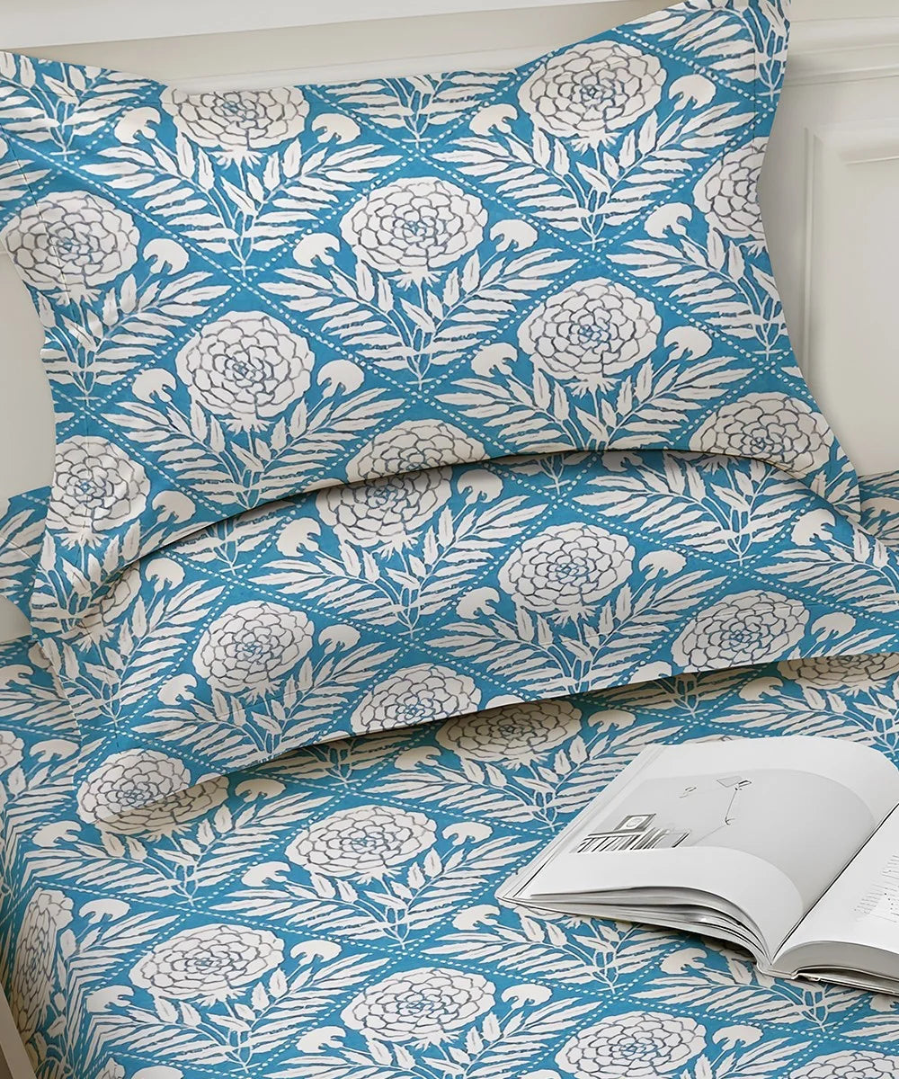 Royal Bloom StripeFlat Bedsheet With Pillow Covers