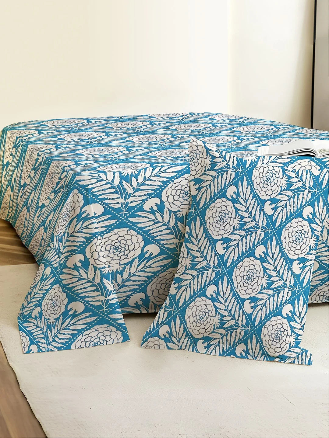 Royal Bloom StripeFlat Bedsheet With Pillow Covers