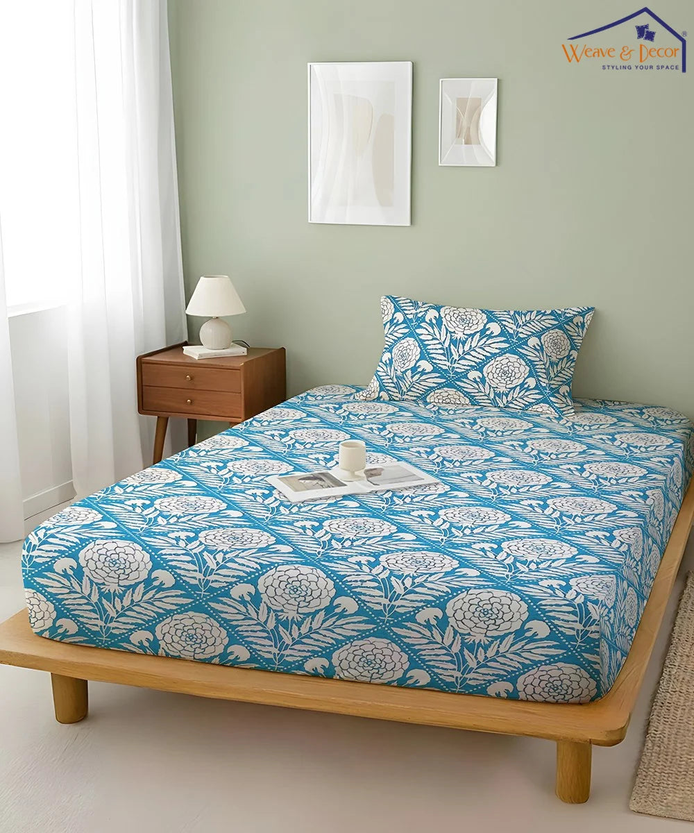 Royal Bloom StripeFlat Bedsheet With Pillow Covers