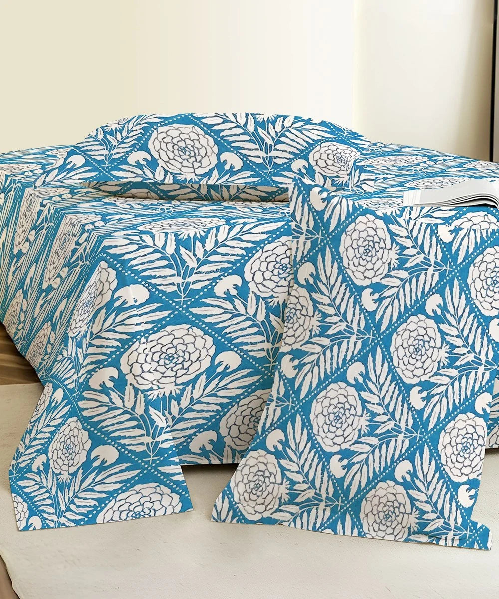 Royal Bloom StripeFlat Bedsheet With Pillow Covers